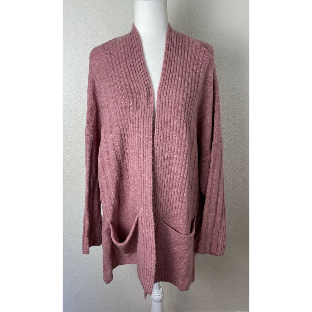 TOPSHOP Open front Cardigan Sweater Soft ribbed knit NWT Blush pink Large 12